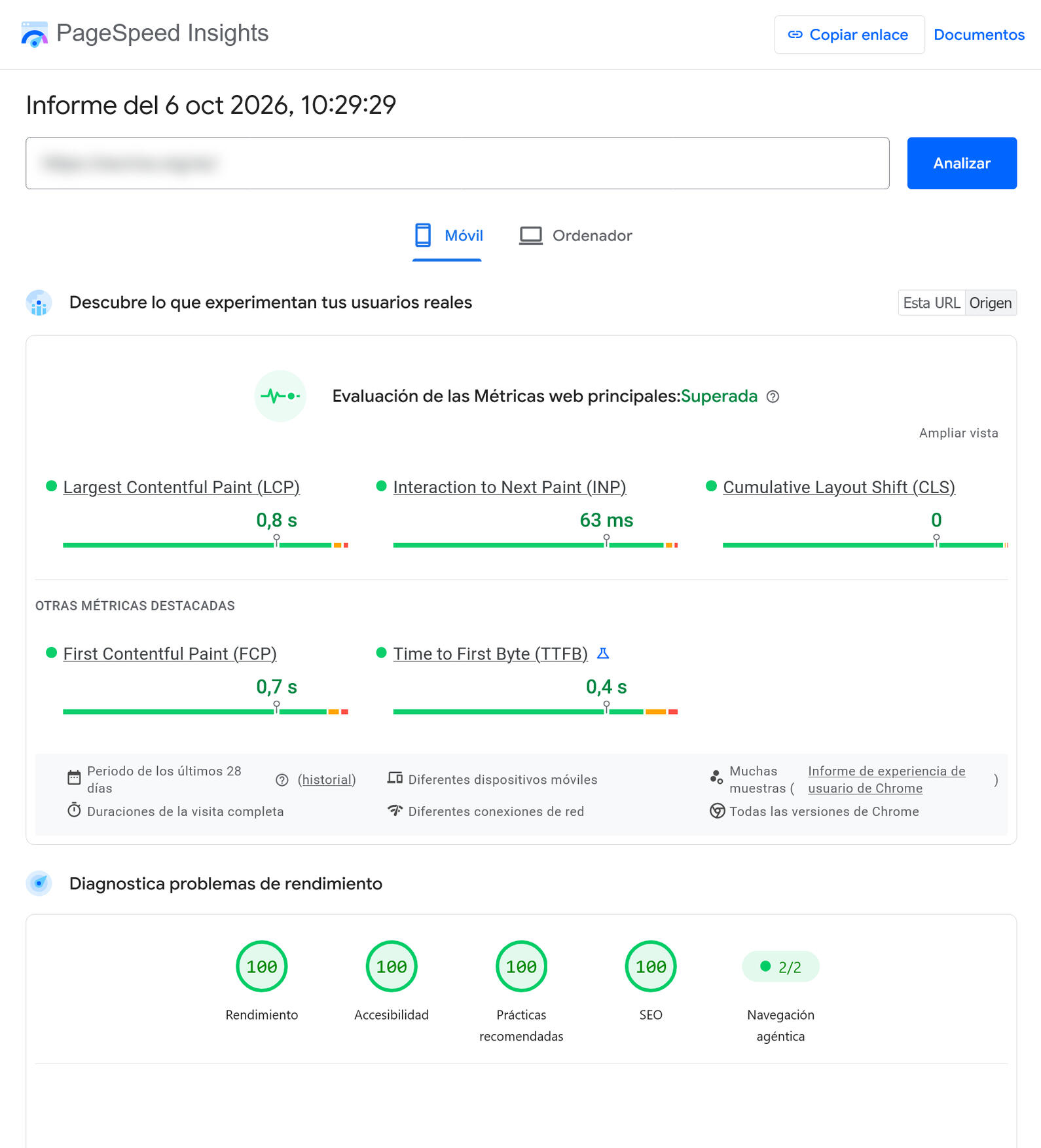 PageSpeed Insights móvil proyecto 2
